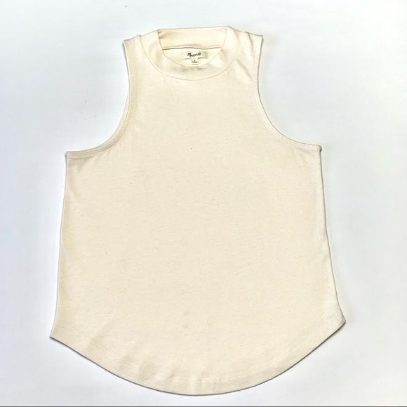 Vintage Madewell Ivory Relaxed Fit Mock Turtleneck Sleeveless Tank Top - Picture 5 of 8